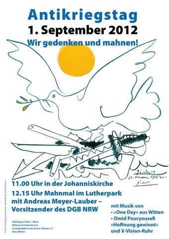 Plakat zum Antikriegstag Witten 2012