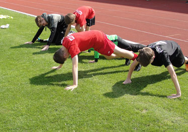 gemeinsames Training der Mannschaften aus Tczew und Witten